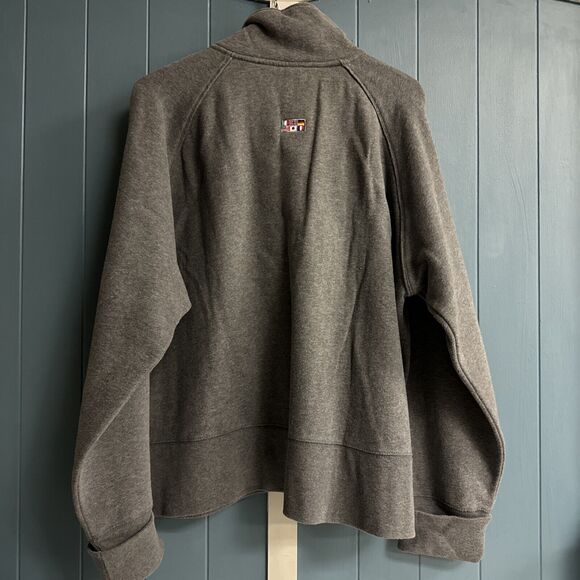 Vtg Express World Brand 1/4 Zip Sweatshirt Embroidered Flags Women’s Oversize L - Picture 7 of 7